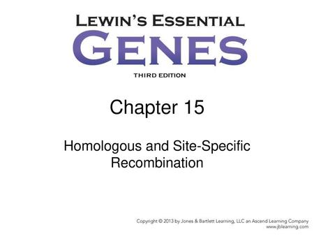 Chapter 15 Homologous and Site-Specific Recombination