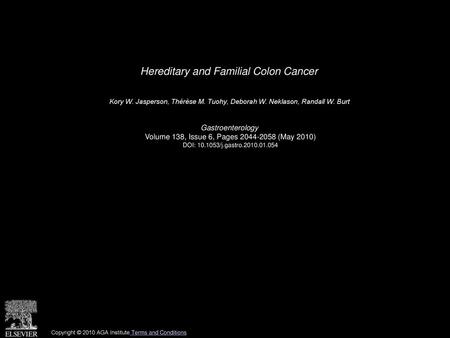 Hereditary and Familial Colon Cancer