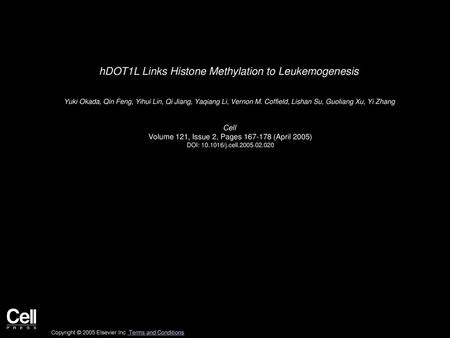 hDOT1L Links Histone Methylation to Leukemogenesis