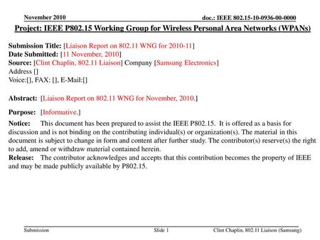 November 2010 doc.: IEEE < > November 2010