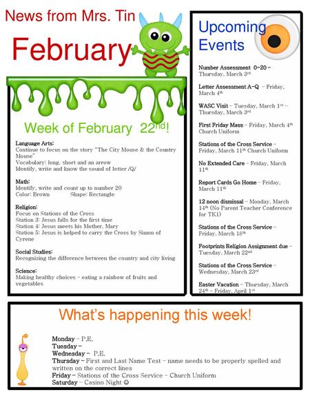 What’s happening this week!