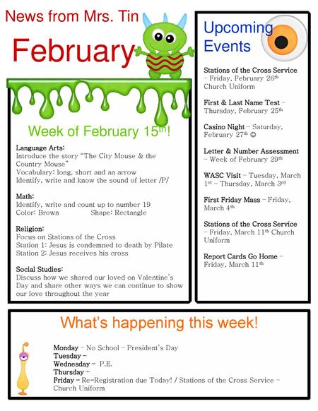 What’s happening this week!