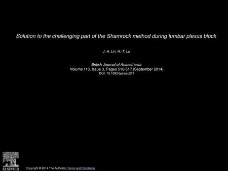 J.-A. Lin, H.-T. Lu  British Journal of Anaesthesia 