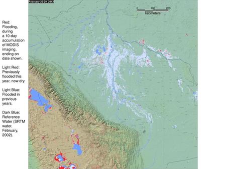 Red: Flooding, during a 10-day accumulation