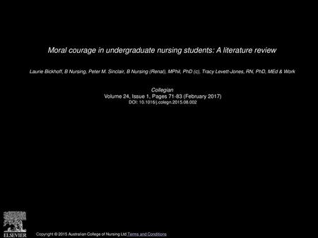 Moral courage in undergraduate nursing students: A literature review