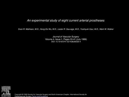 An experimental study of eight current arterial prostheses