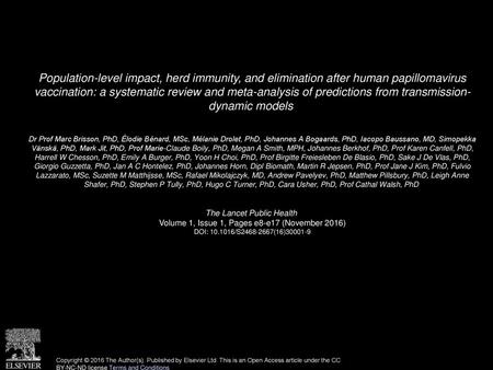 Population-level impact, herd immunity, and elimination after human papillomavirus vaccination: a systematic review and meta-analysis of predictions from.