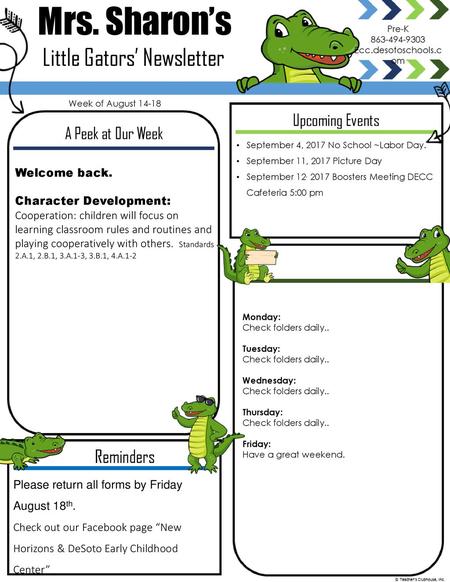 Little Gators’ Newsletter