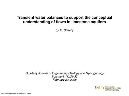 Quarterly Journal of Engineering Geology and Hydrogeology