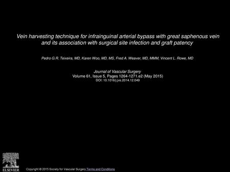 Vein harvesting technique for infrainguinal arterial bypass with great saphenous vein and its association with surgical site infection and graft patency 