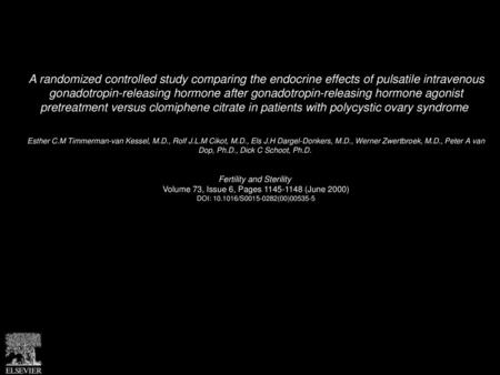 A randomized controlled study comparing the endocrine effects of pulsatile intravenous gonadotropin-releasing hormone after gonadotropin-releasing hormone.