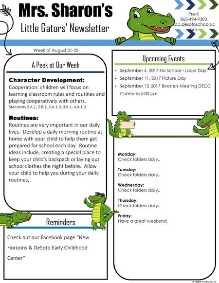 Little Gators’ Newsletter