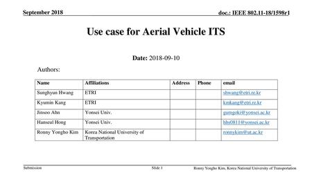 Use case for Aerial Vehicle ITS