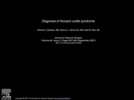 Diagnosis of thoracic outlet syndrome