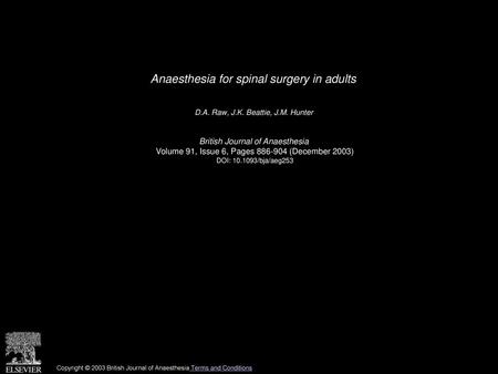 Anaesthesia for spinal surgery in adults