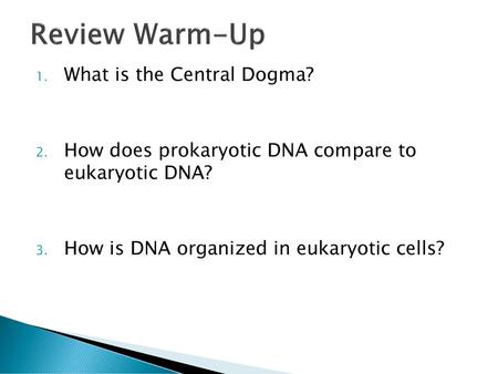 Review Warm-Up What is the Central Dogma?