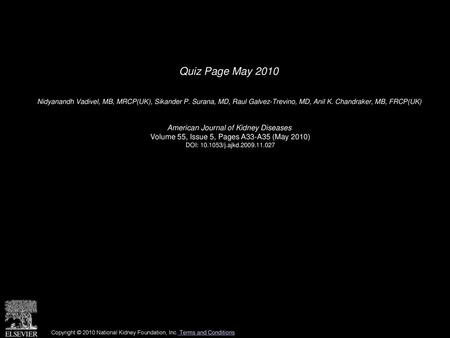 Quiz Page May 2010 American Journal of Kidney Diseases