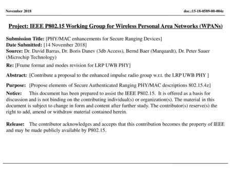 Submission Title: [PHY/MAC enhancements for Secure Ranging Devices]