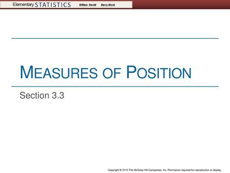 Measures of Position Section 3.3.