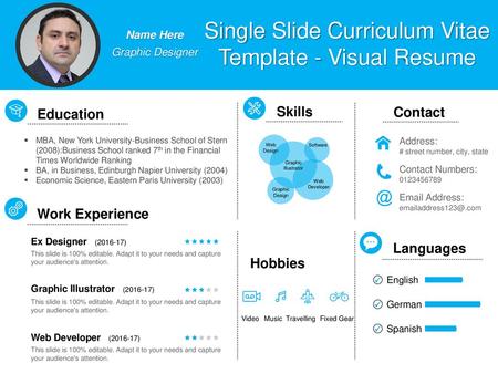 Single Slide Curriculum Vitae Template - Visual Resume