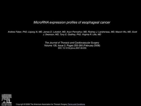 MicroRNA expression profiles of esophageal cancer