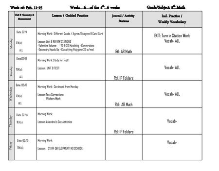 Unit 8- Geometry & Measurement Lesson / Guided Practice