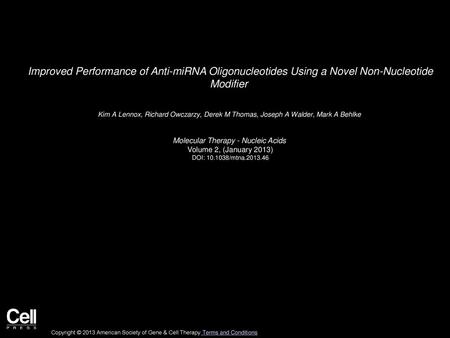 Molecular Therapy - Nucleic Acids