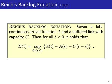 Reich's Backlog Equation (1958)