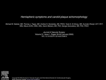 Hemispheric symptoms and carotid plaque echomorphology