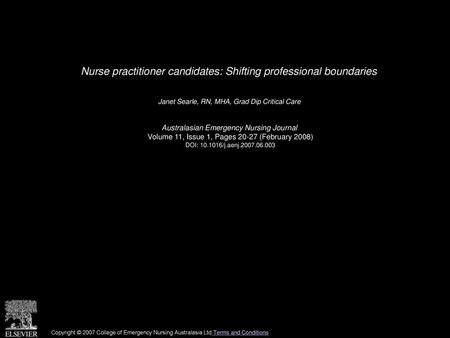 Nurse practitioner candidates: Shifting professional boundaries