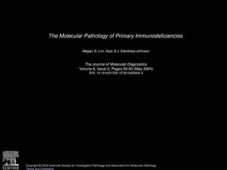 The Molecular Pathology of Primary Immunodeficiencies