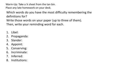 Write those words on your paper (up to three of them).