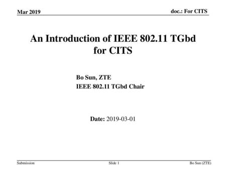 An Introduction of IEEE TGbd