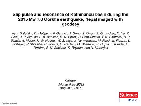 Slip pulse and resonance of Kathmandu basin during the 2015 Mw 7