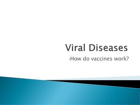 Viral Diseases How do vaccines work?.