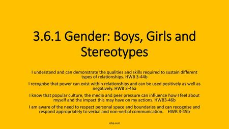 3.6.1 Gender: Boys, Girls and Stereotypes