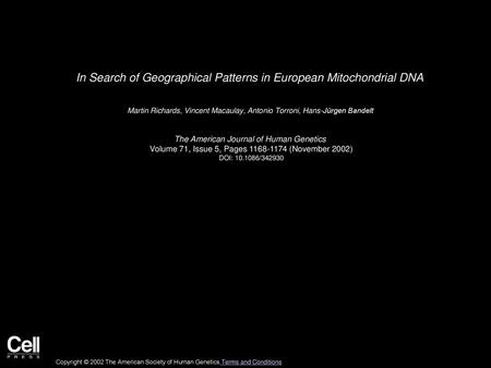 In Search of Geographical Patterns in European Mitochondrial DNA