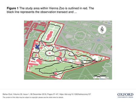 Figure 1 The study area within Vienna Zoo is outlined in red