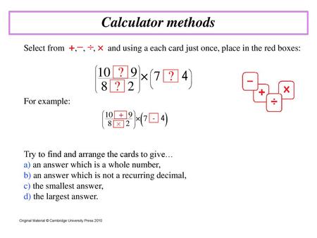 Calculator methods [N4.2 Support Plenary]