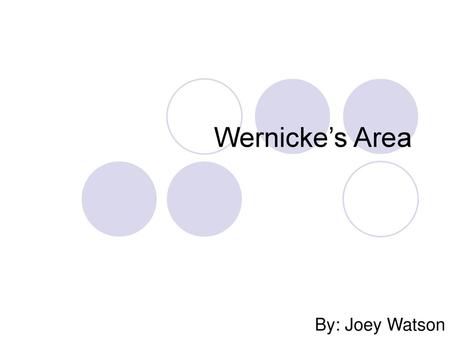 Wernicke’s Area By: Joey Watson.