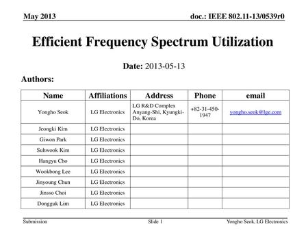 Efficient Frequency Spectrum Utilization