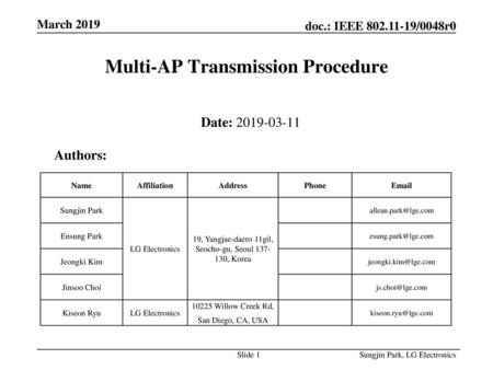 Multi-AP Transmission Procedure