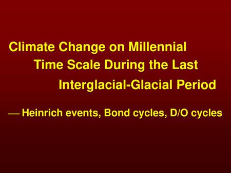 Climate Change on Millennial Time Scale During the Last