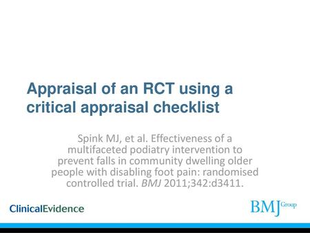 Appraisal of an RCT using a critical appraisal checklist