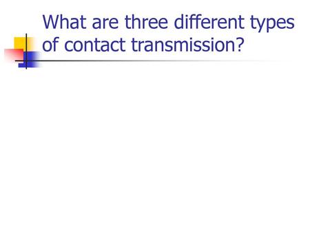 What are three different types of contact transmission?