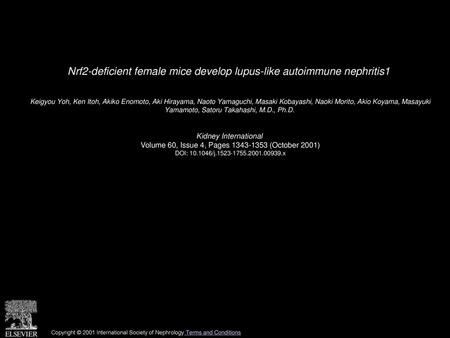 Nrf2-deficient female mice develop lupus-like autoimmune nephritis1