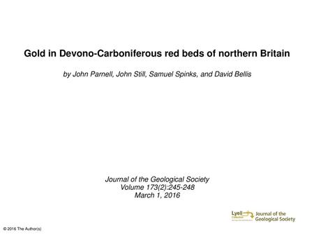 Gold in Devono-Carboniferous red beds of northern Britain