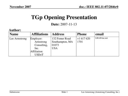 TGp Opening Presentation