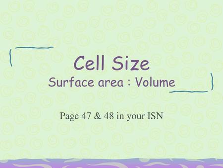 Cell Size Surface area : Volume