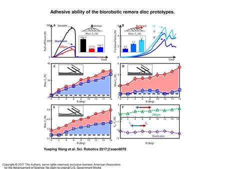 Adhesive ability of the biorobotic remora disc prototypes.